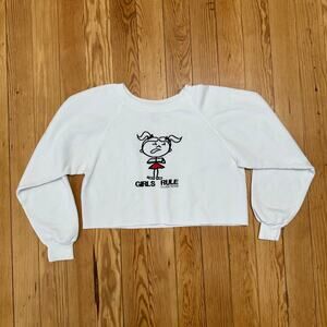 Vintage 90s Girls Rule Crop Top Sweatshirt - Medium